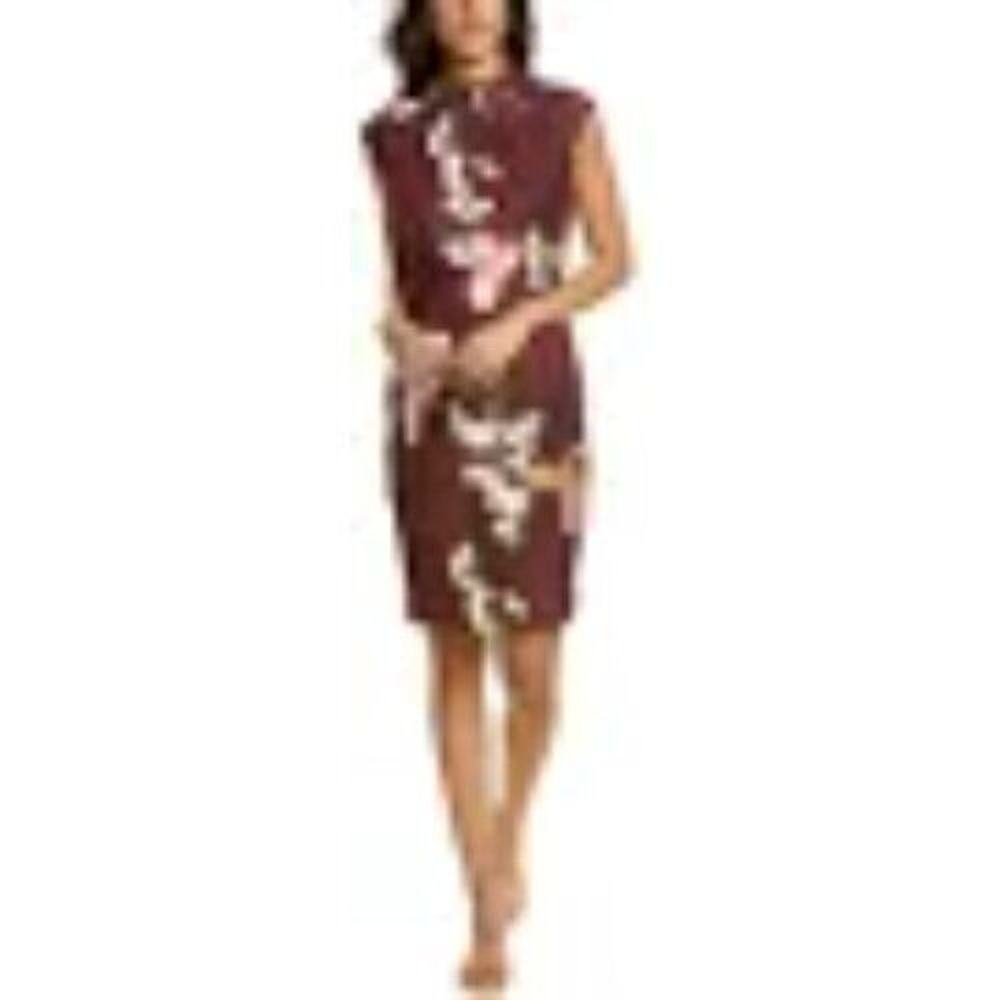 Ted Baker London Zassha Bodycon Mini Dress Womens 3 Brown Woven Floral Print A01